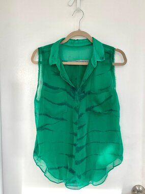 Raquel Allegra Green Silk Blouse